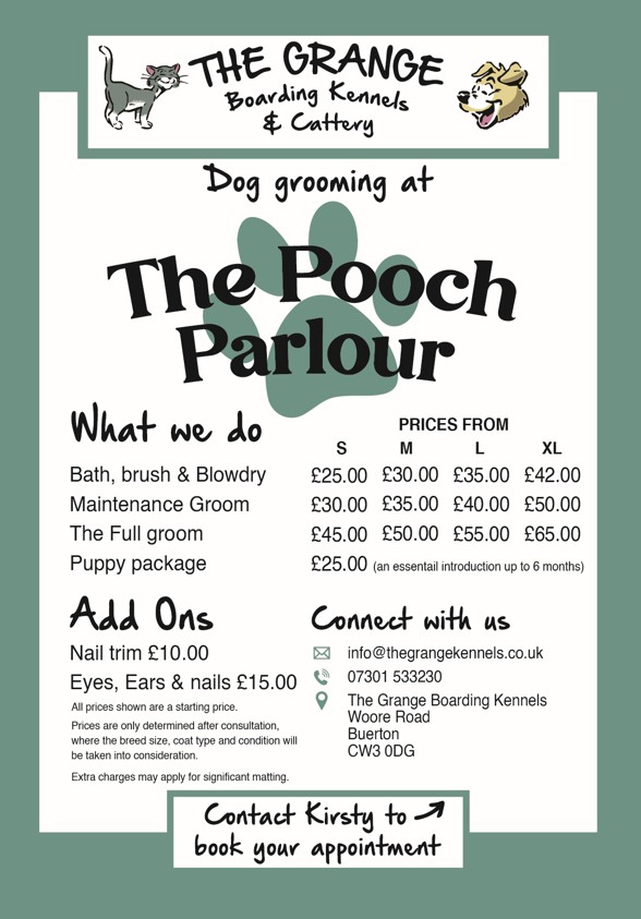 The Pooch Parlour Pricelist